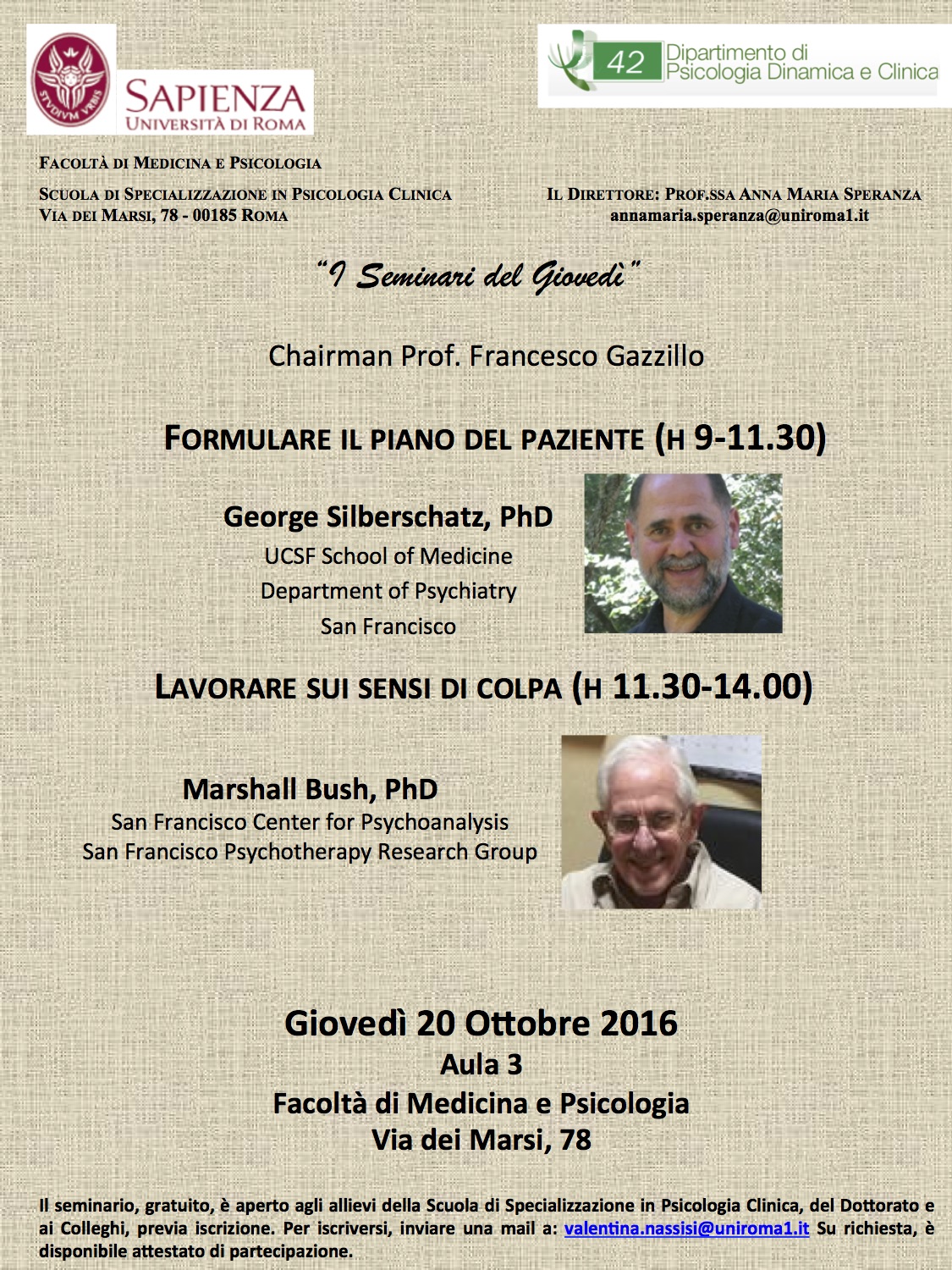 Seminari di Marshall Bush e George Silberschatz a Roma