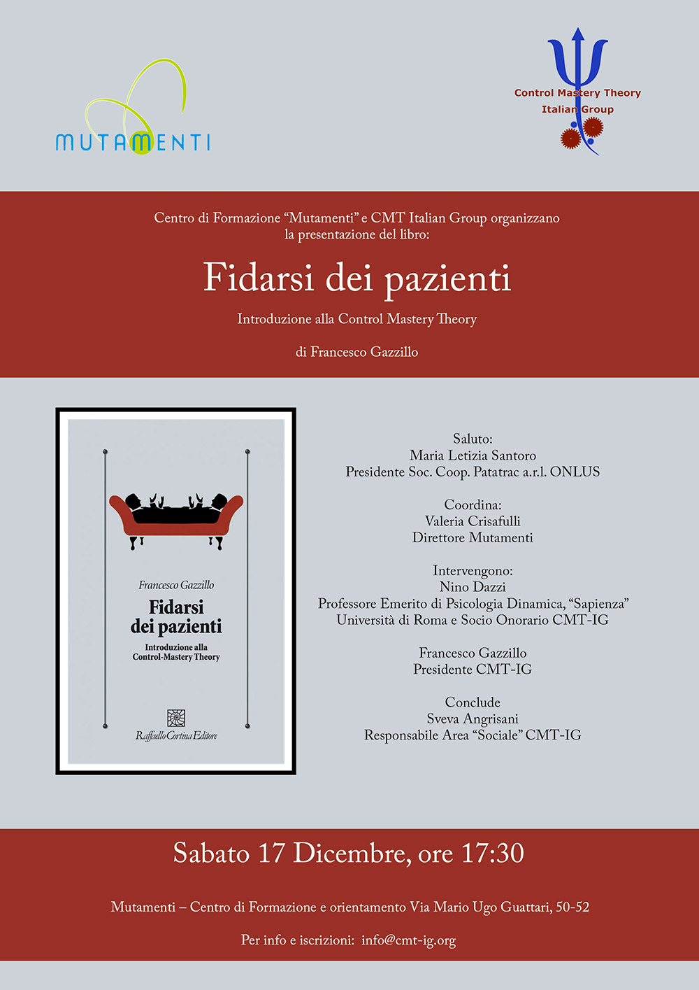 Presentazione del libro “Fidarsi dei pazienti” di F. Gazzillo a Roma